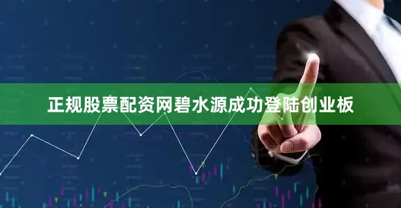 正规股票配资网碧水源成功登陆创业板